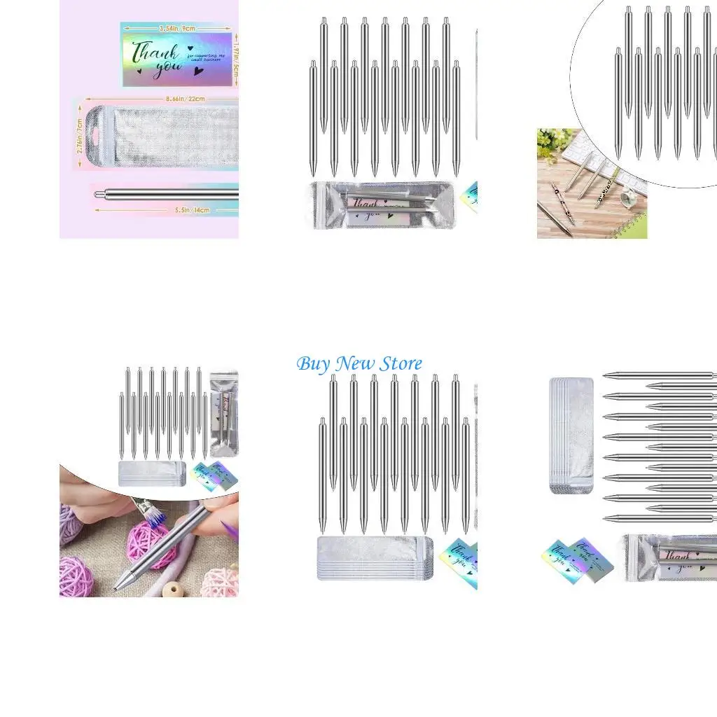 

20CE 15 Pieces Retractable Ballpoint Pen Metal Ballpoint Pen with Thanks Card and Packing Bag for DIY Office Signing Pen