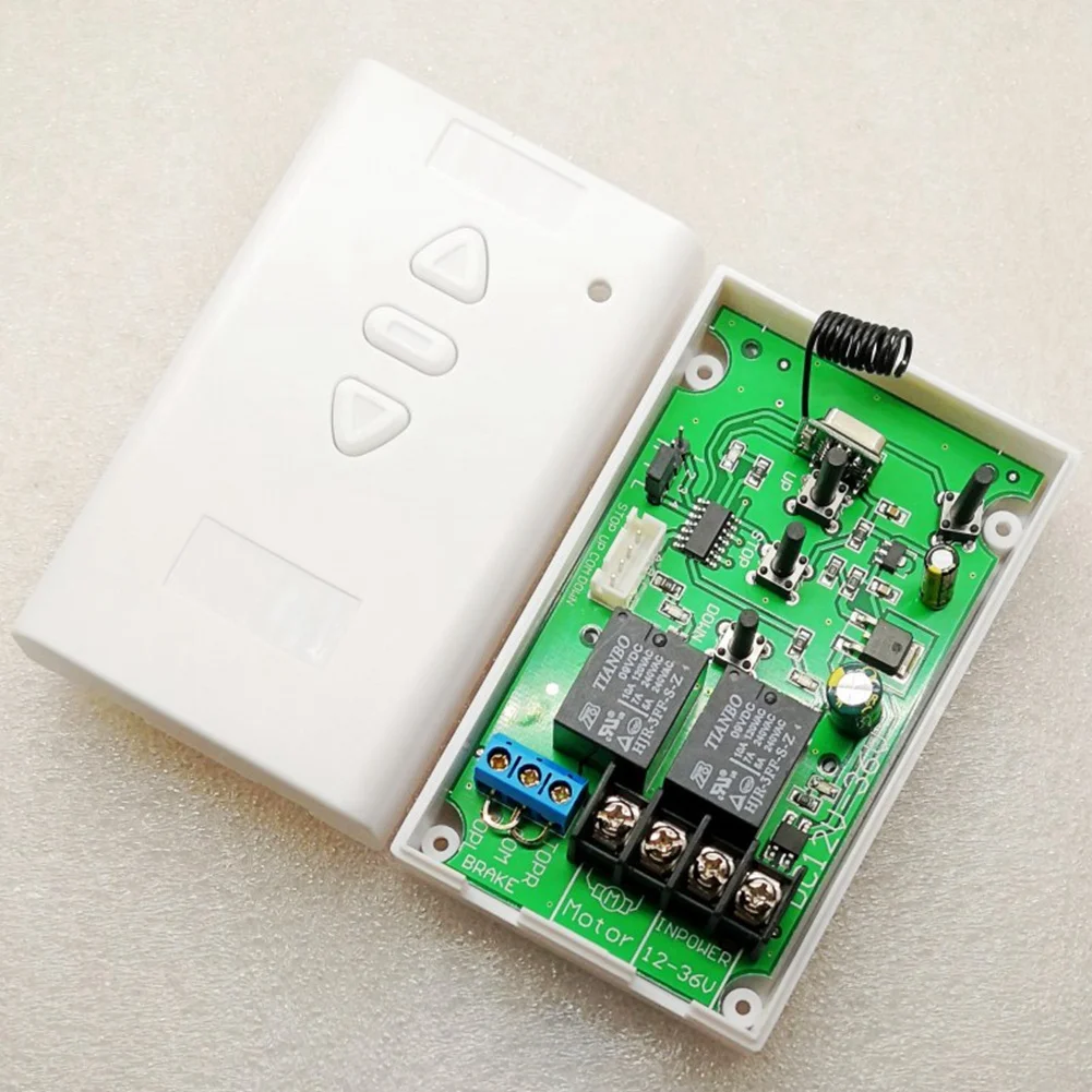 BMBY-AC DC Motor Remote Switch Controller 12V 24V 36V Motor Forwards Reverse Up Down Transmitter Manual Button Limit Switch 433M