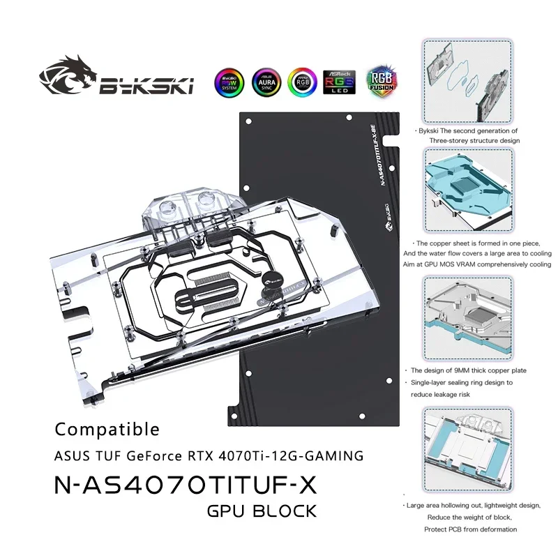 

Bykski GPU Block Use for ASUS TUF RTX 4070Ti 12G GAMING Video Card,VGA Water Cooling Radiator ARGB 5V 12V N-AS4070TITUF-X