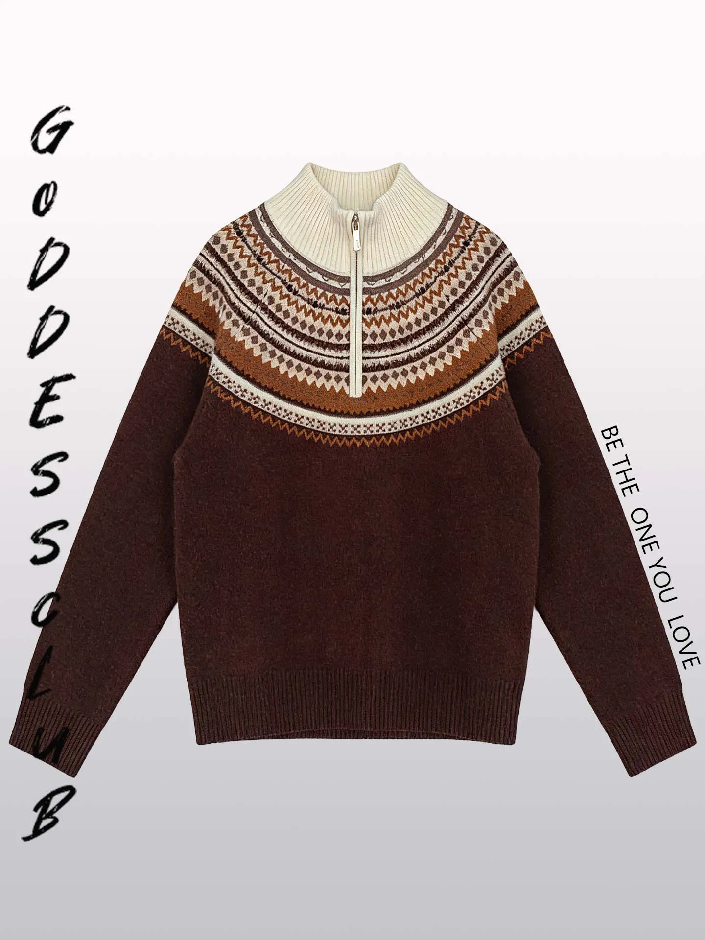 

Женский шерстяной вязаный свитер на молнии, повседневный, свободный, зимний, модный, с геометрическим узором, удобный, мягкий, с длинными рукавами