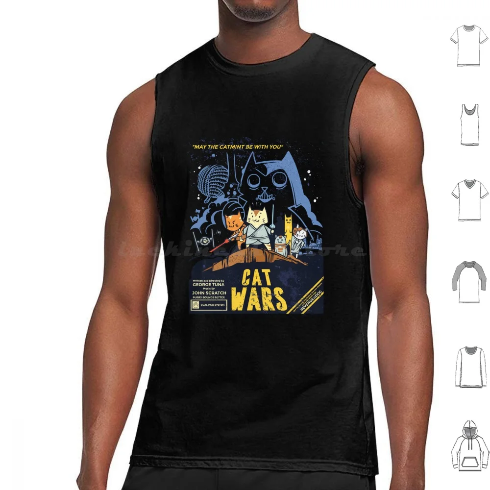 Lightsaber Cat Wars Tank Tops Print Cotton Ideas Funny Birthday Mens Ladies Children Cat Wars Cats Cat Laser Space