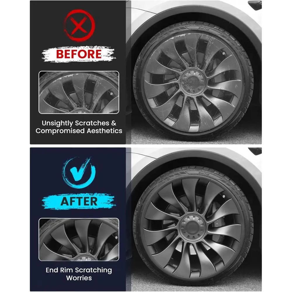 FORAUTOMOD Tesla Model Y 21 Inches Wheel Rim Protector, 4 PCS ABS Tesla Wheel Protector for Model Y 2017-2024, Durable and Wear-