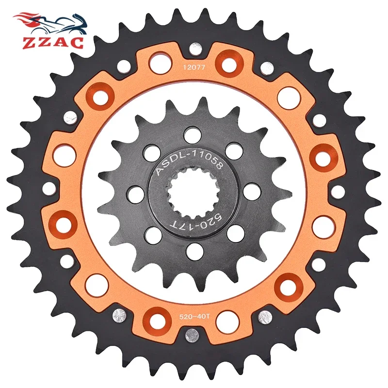 

520 40T 17T Motorcycle Steel Aluminum Composite Front Rear Sprocket Kits For KTM 620 SC 625 SMC 660 SMC 690 SM