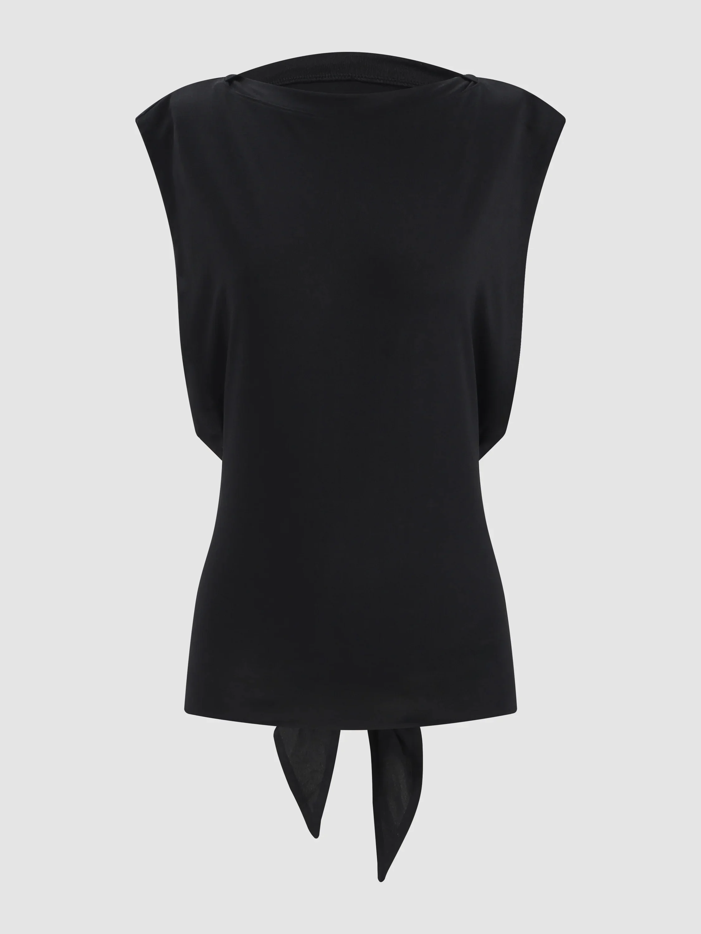 

Women's Sexy Backless Belted Multi-Layer Slim Fit Black round Neck T-Shirt Fashionable Design Casual Style Asymmetric Asymmet...
