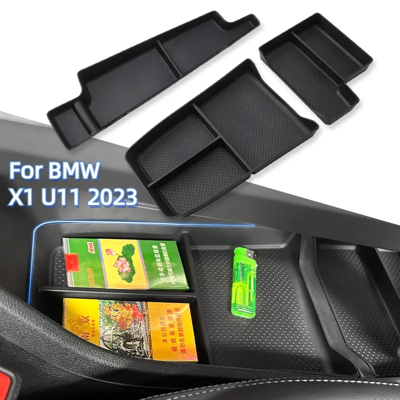 For BMW Car Central Armrest Storage Box Centre Control Armrest Hidden Organizer Case Auto Interior Accessory For BMW X1 U11 2023