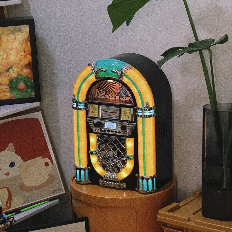 American retro bluetooth desktop cd player jukebox desktop light stereo