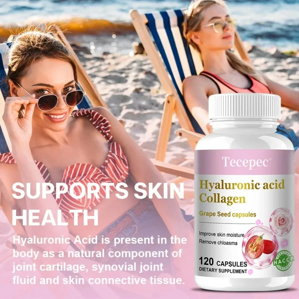 Collagen Hyaluronic Acid Complex - Hydrolyzed  Helps with Fine Lines & Wrinkles, Boosts Skin Collagen & Elasticity, Non-GMO