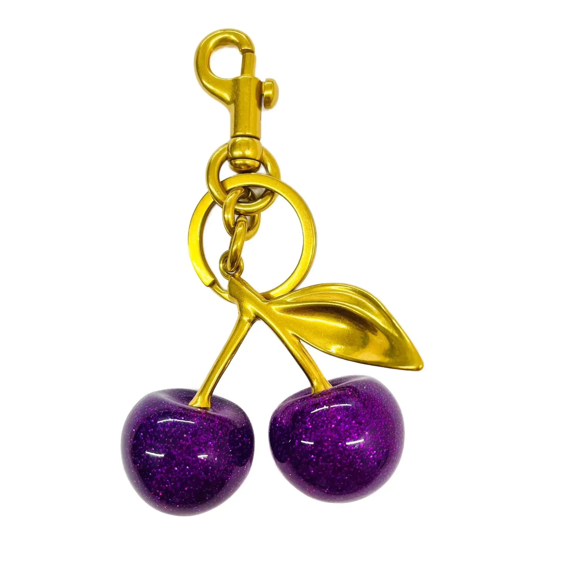 For Luxury Handbag Shoulder Bag Purple Cherry Charm Pendant Decoration Women\'s High-Grade Keychain Bags Attachment Accessories