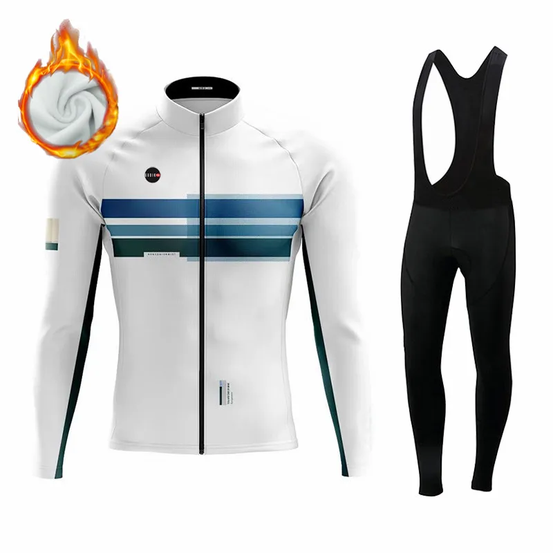 Gobikful Winter Thermal Fleece Cycling Jersey Set Men Mtb Clothing Man Uniform Bicycle Clothes Complete Tricuta Bib Maillot Set