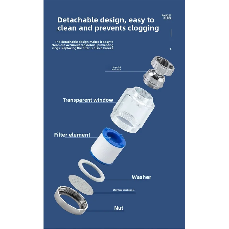 Faucet Filter Elements Water Purifier Filter emove Chlorine Heavy Metal Faucet Adapter PP Cotton Filtration for Kitchen Bathroom
