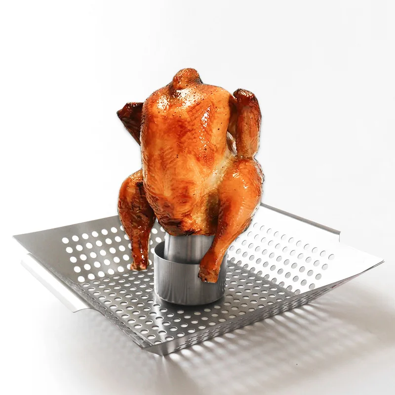 

Suitable for BBQ Beer Grill Chicken Plate Stainless Steel Chicken Plate, Turkey Rack Outdoor Foldi