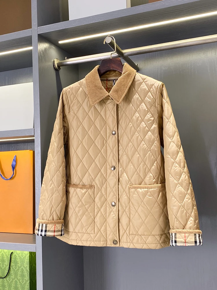 

British Style Autumn Winter New 2025 Women's Loose Cotton Jacket Velvet Collar Fashionable Retro All-Match Collar Coat