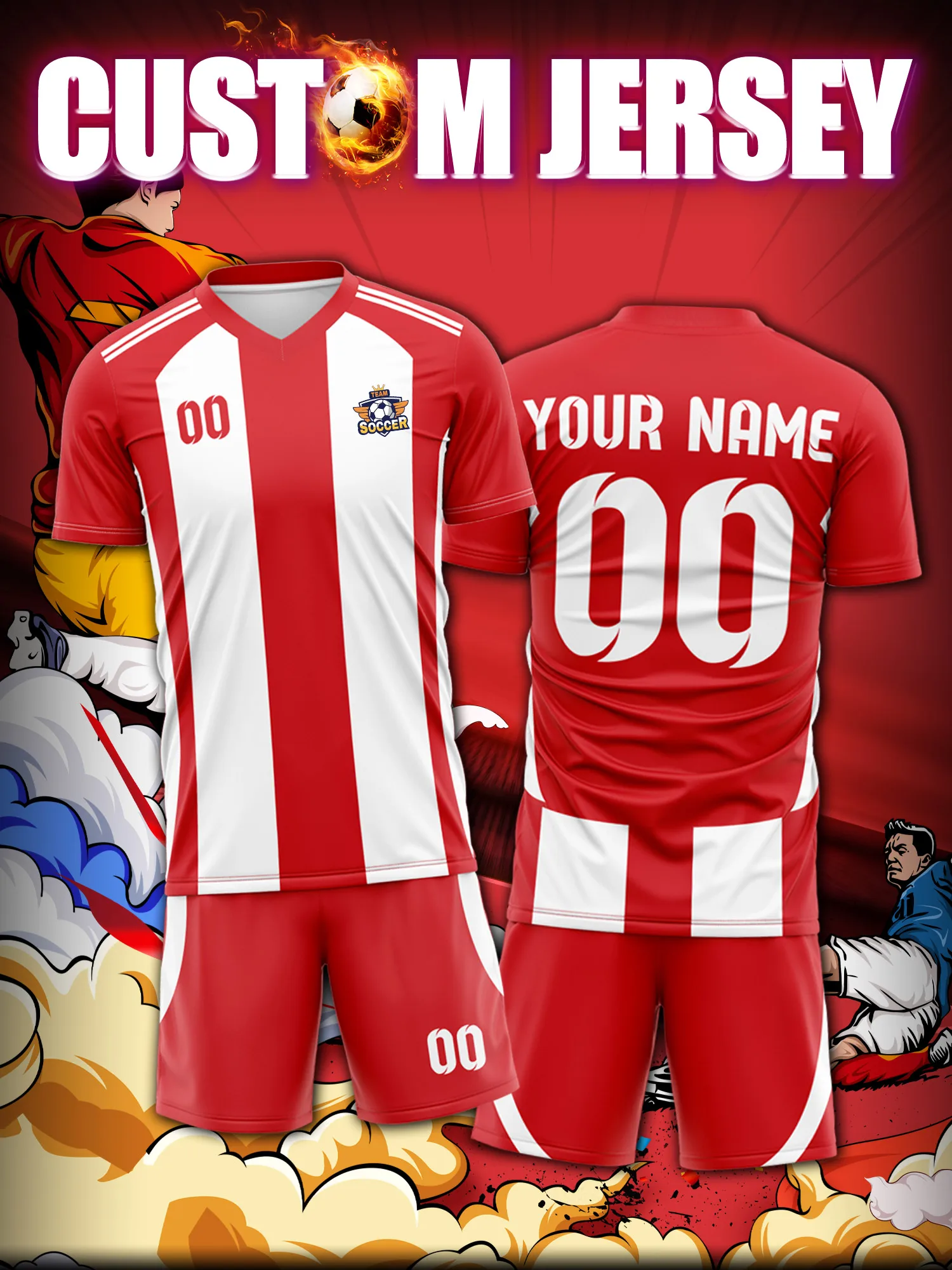 

Футбольная форма на заказ с индивидуальным изображением, номером и именем, премиум-класса для клубных лиг и чемпионатов.