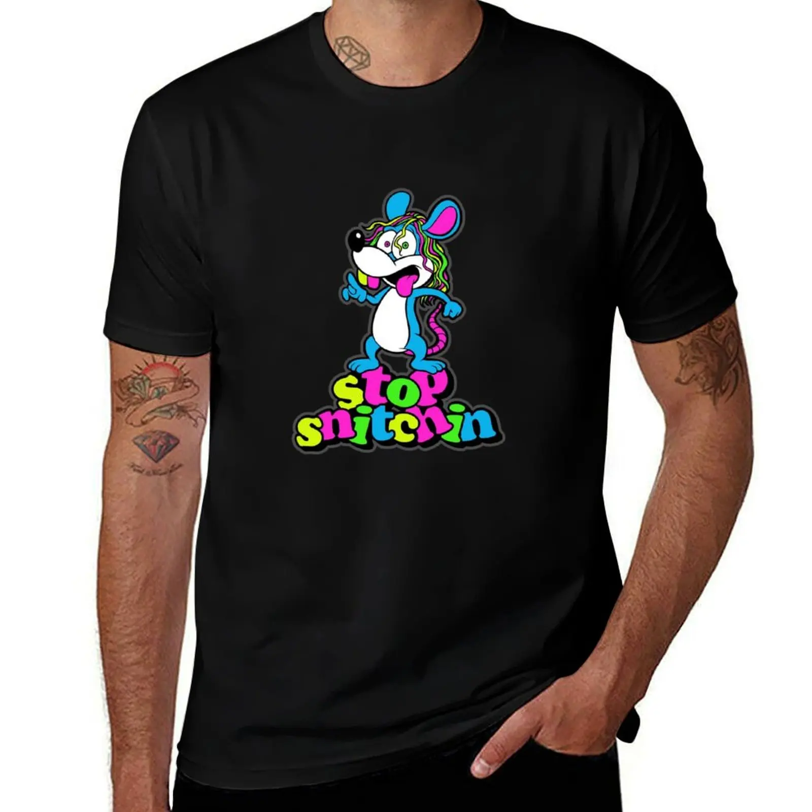 Stop Snitching Rat T-Shirt Basic Short Sleeve for Men T-Shirt