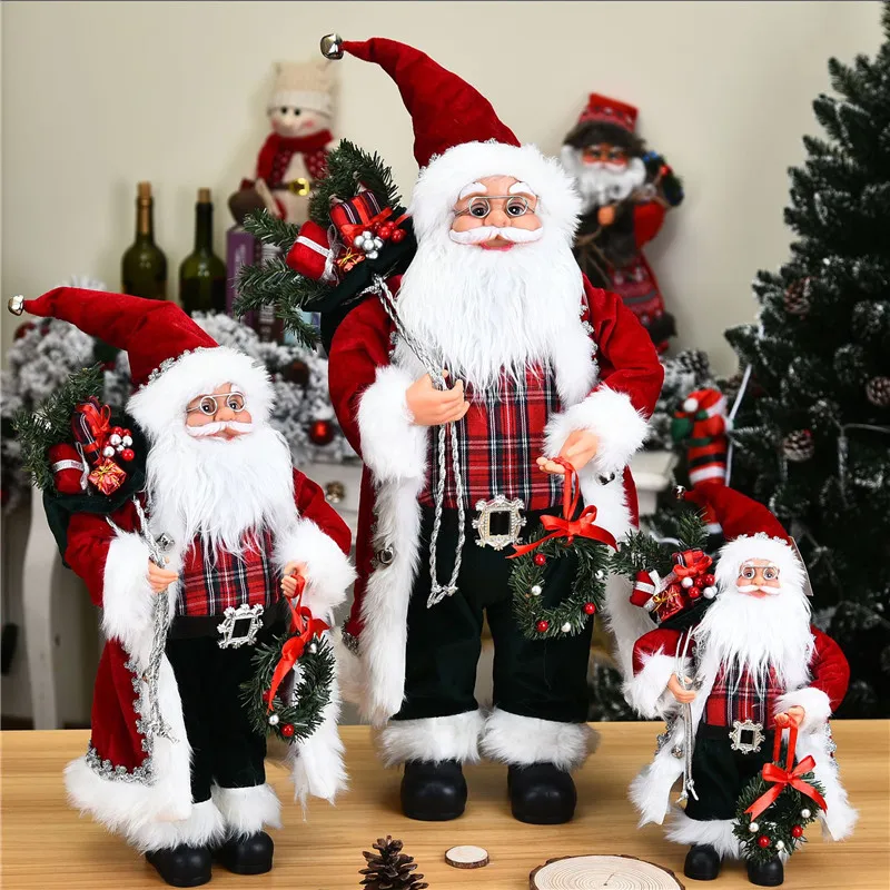 Different Size Traditional Holding Artificial Christmas Santa Decorations New Style Christmas Standing Santa Claus