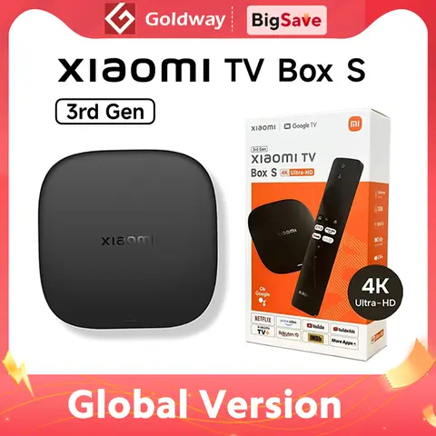Version mondiale Xiaomi TV Box S 3ème génération 4K Ultra HD Bluetooth 5.2 Wifi6 32GB ROM Google TV Google Assistant lecteur multimédia intelligent