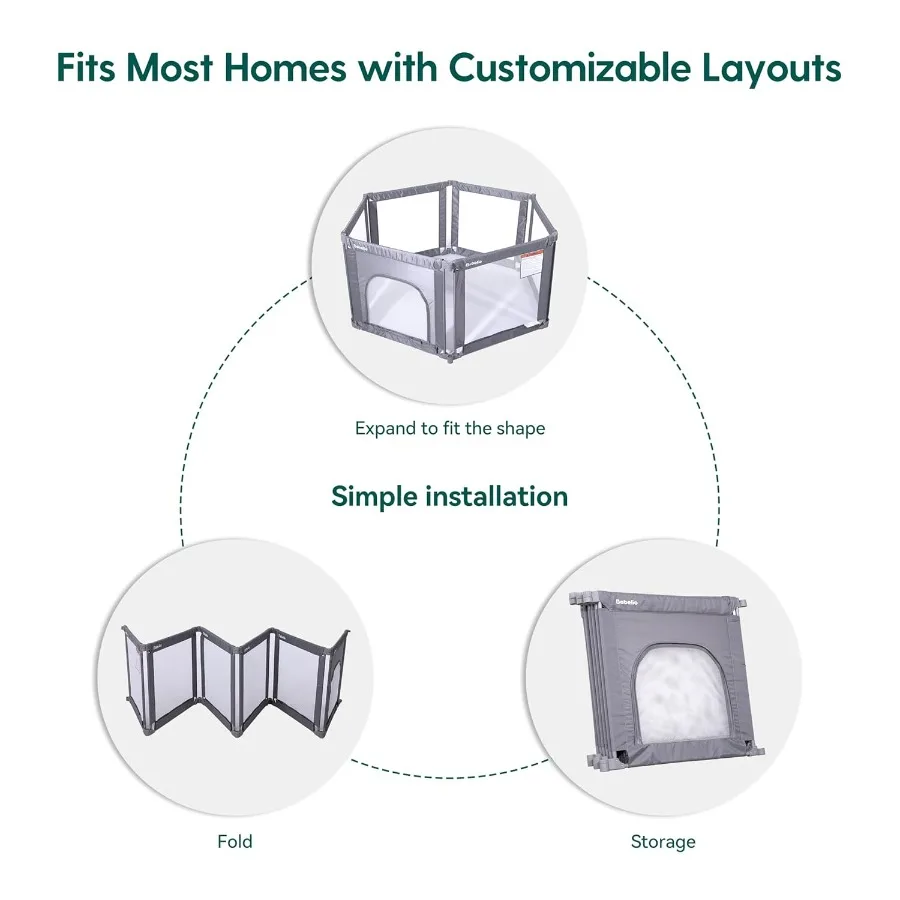 Babelio Box pieghevole per neonati e bambini piccoli Forma regolabile Area 62 31 Box con cancello con cerniera Recinzione portatile per bambini per I