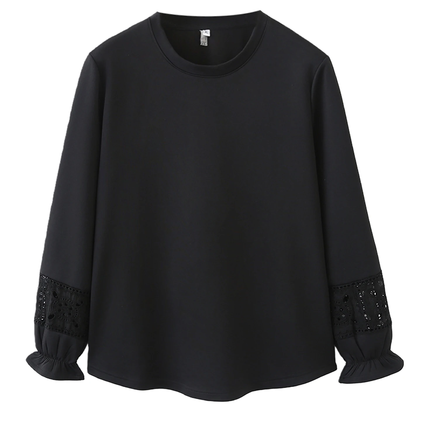 

2026 Summer Plus Size Mamba Cotton Tops Long Sleeve Patchwork Hollow Out Casual Elegant Basic Tee For Curvy Women 2682