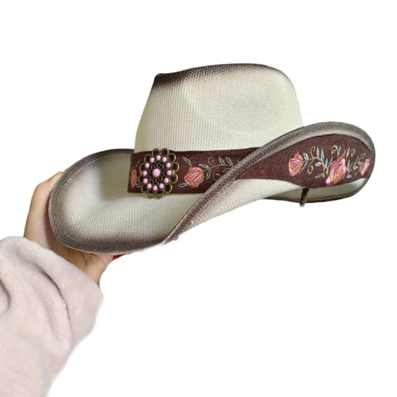39BC Decorative Hat Belts Embroidery Belt for Western and Fedoras Hats Replacement