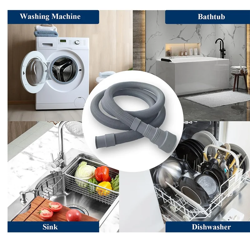 Комплект удлинителя сливного шланга для стиральной машины длиной 6,5 фута — универсальный для стиральной машины, посудомоечной машины и осушителя, с U-образным кронштейном, адаптером-CLIM