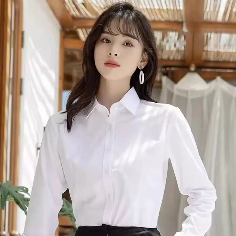 

Профессиональная белая женская офисная женская облегающая официальная блузка женская повседневная пригородная простая универсальная рубашка с квадратным воротником