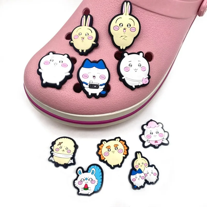 10Pcs Cute Cartoon Anime Chiikawa Shoe Charms for Clogs Bubble Slides Sandals PVC Shoe Decorations Accessories for Unisex Gifts