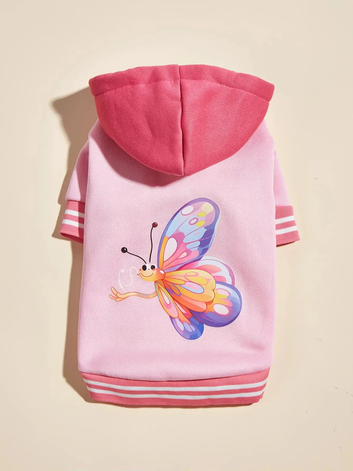 Pet clothes dog cat jacket warm and comfortable clothes with butterfly print pink new style