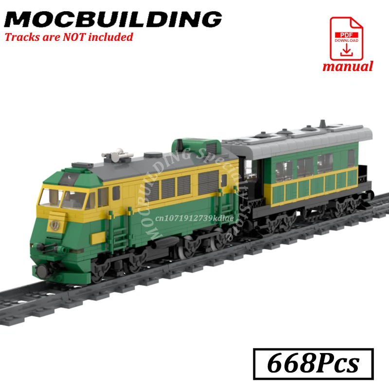 

Locomotive with Passenger Train Set Railway Model Display Moc Building City Railroad Blocks Brick Gift Christmas Present