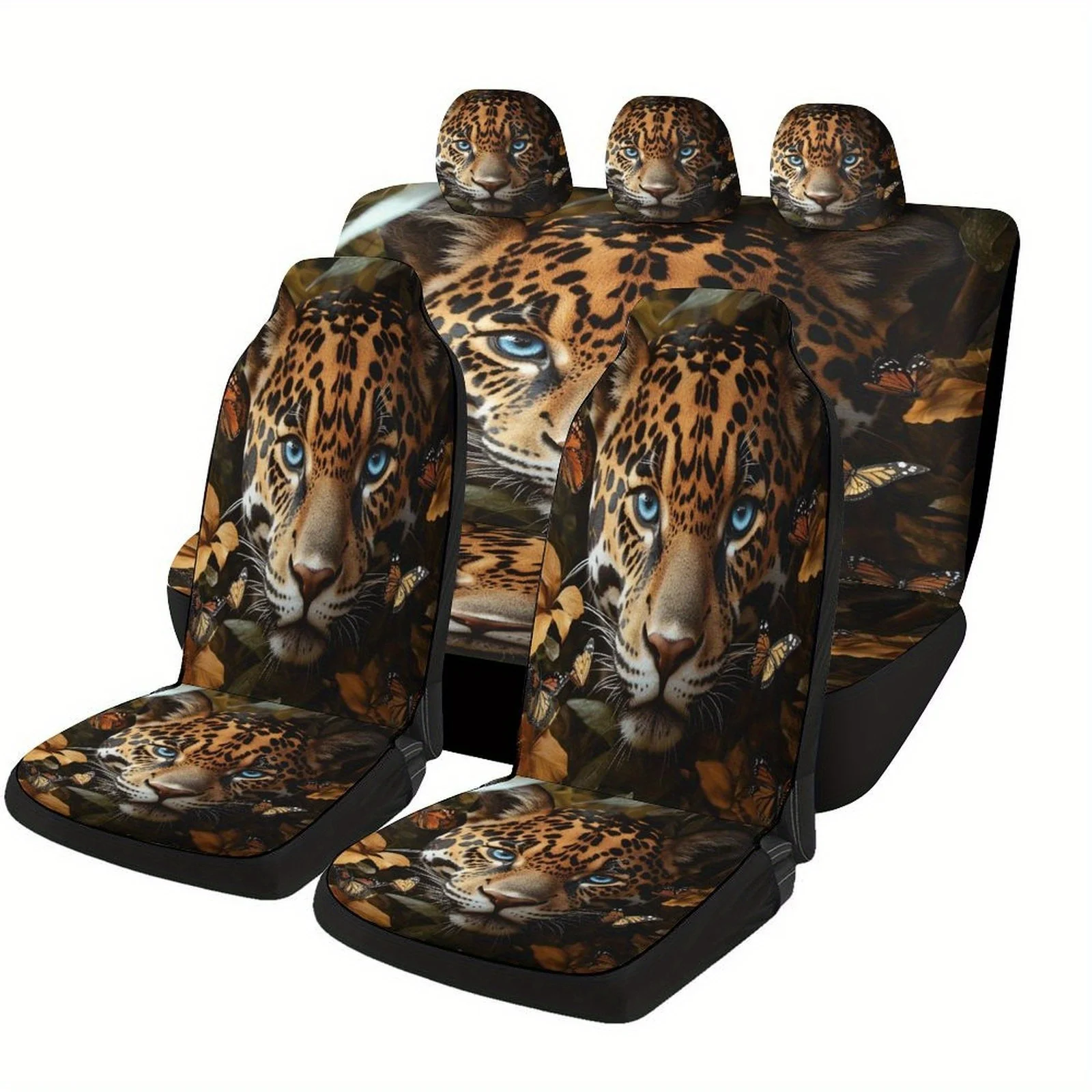 

For JAGUAR With Butterflies Designed Car Seat Cover Set For Most Cars, Decorative High-quality Car Seat Protector Covers Full Se