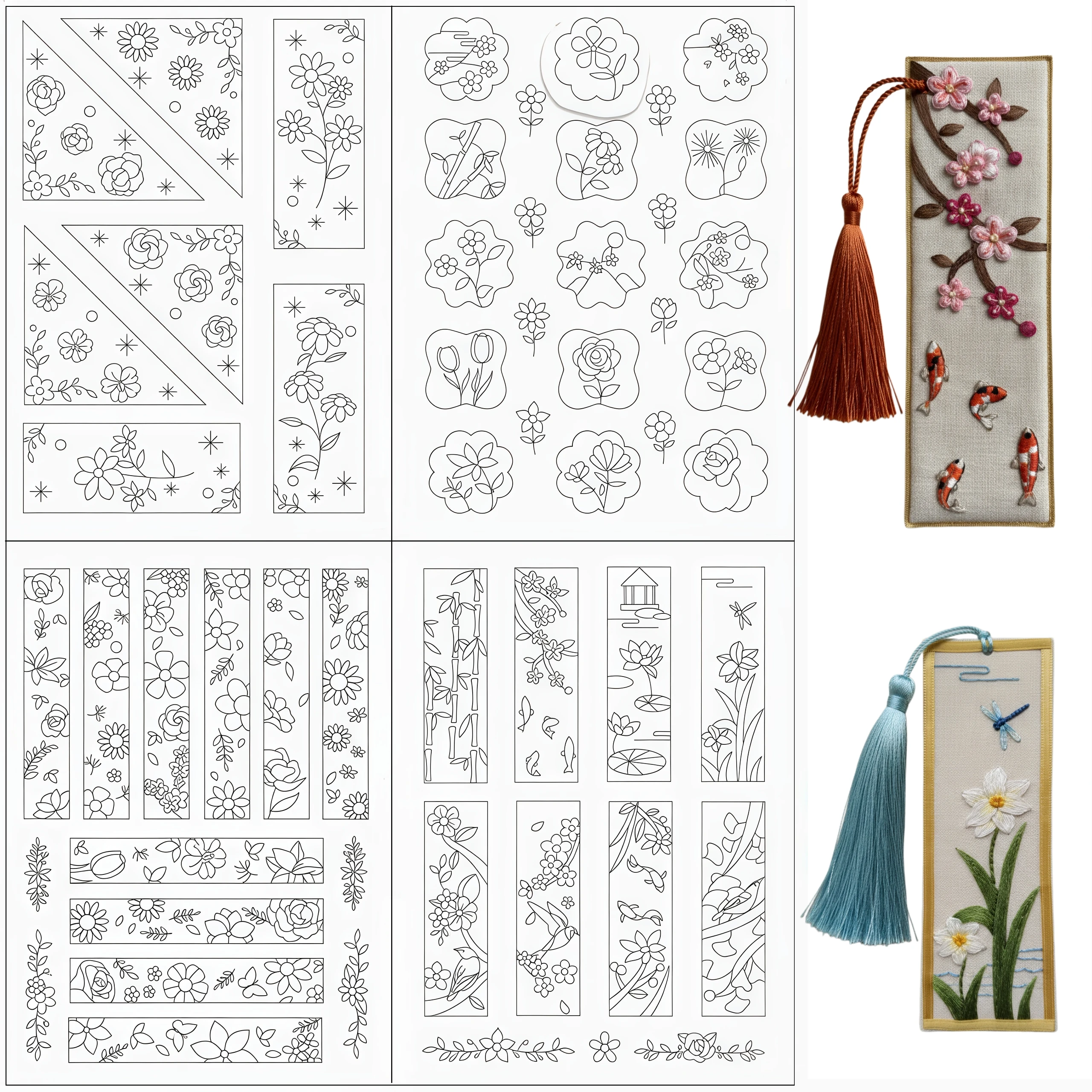 4-Sheet Bookmark Embroidery Stabilizer - Water-Soluble Self-Adhesive Stickers for DIY Hand Sewing Crafts
