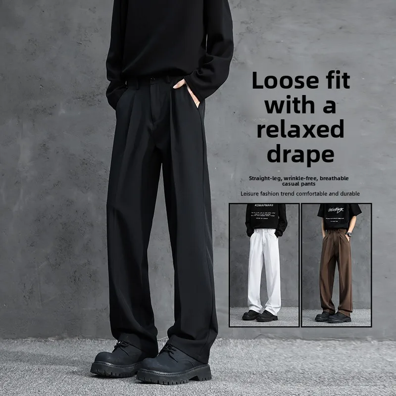 

Bla Drapey Men's Suit Pants Anti-Wrinkle Straight Leg Casual Trousers Autumn Winter New Sle High Quali Leisure Suit Pants