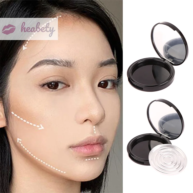 Reusable Empty Single Black Circular Highlight Box Blush Shadow Powder Box With Mirror Aluminum Pan Inside Diameter 59mm