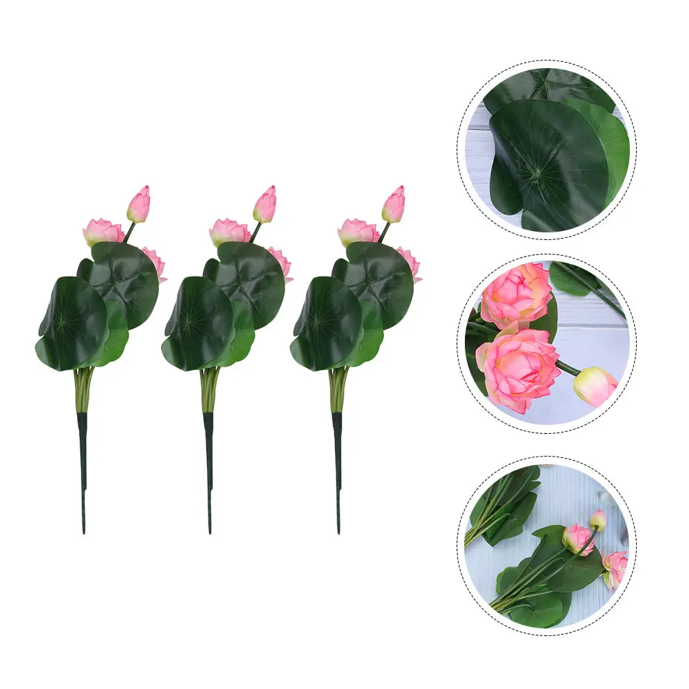 

3 Pcs Artificial Lotus Flower Simulated Fake Flowers for Decoration Faux Plant Decorate Plants Indoor