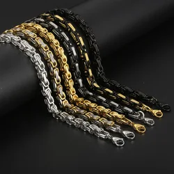 316L Stainless Steel keel Emperor Necklace Bracelet Set for Men Women Smooth Solid Metal IP Gold Plated Width 6mm