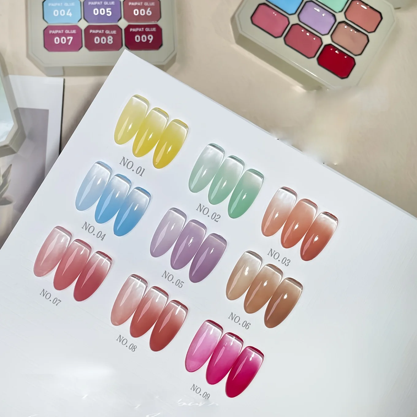 Y2K Gel pour ongles à neuf grilles, Gel pour ongles couleur bonbon série Dopamine arc-en-ciel, brillant à haute Saturation, effet Nail Art Blush dégradé, S