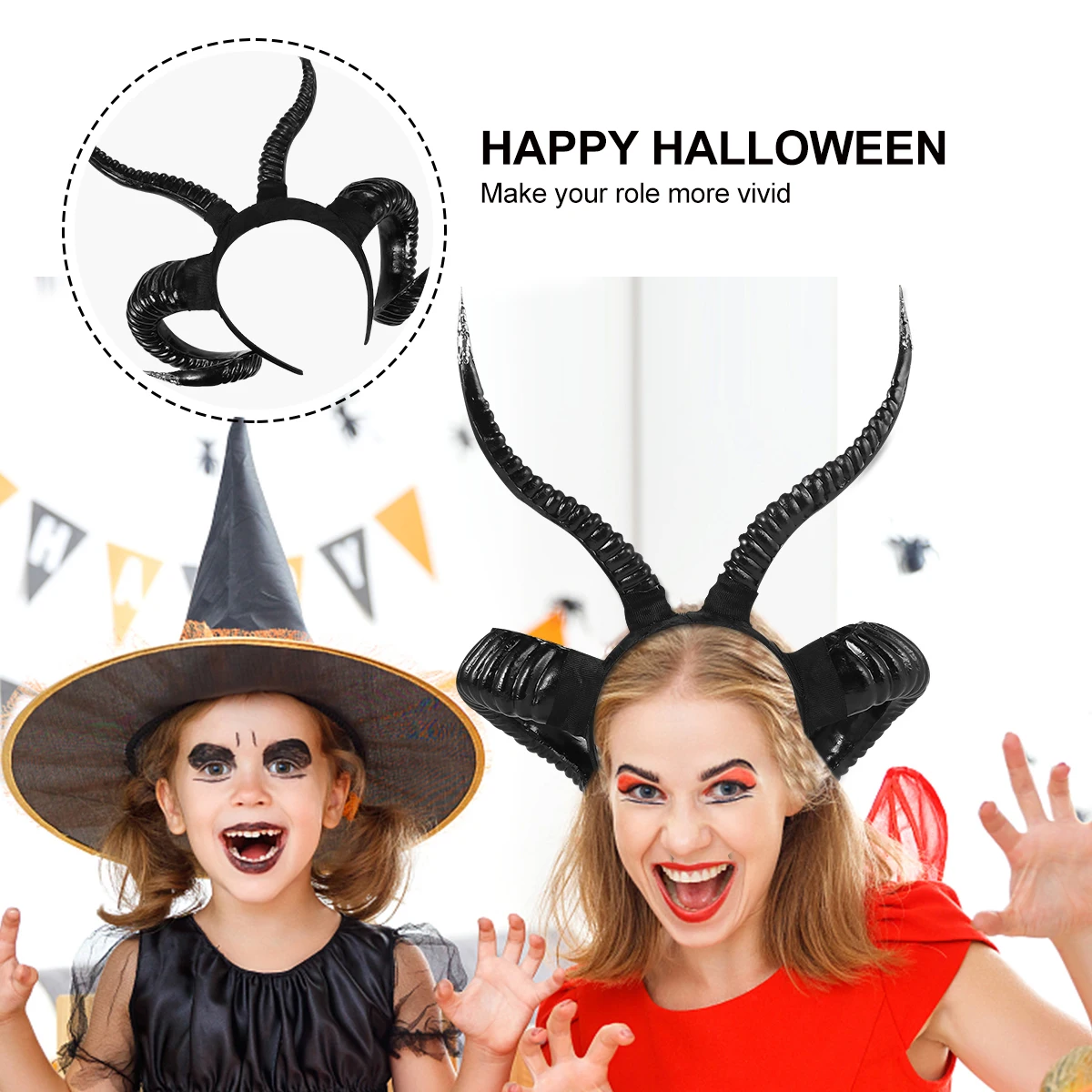 

Imitation Croissant Headb Goat Horns Hairb Halloween Headdress Funny Cosplay Party Prop Lightweight Comfortable Wear
