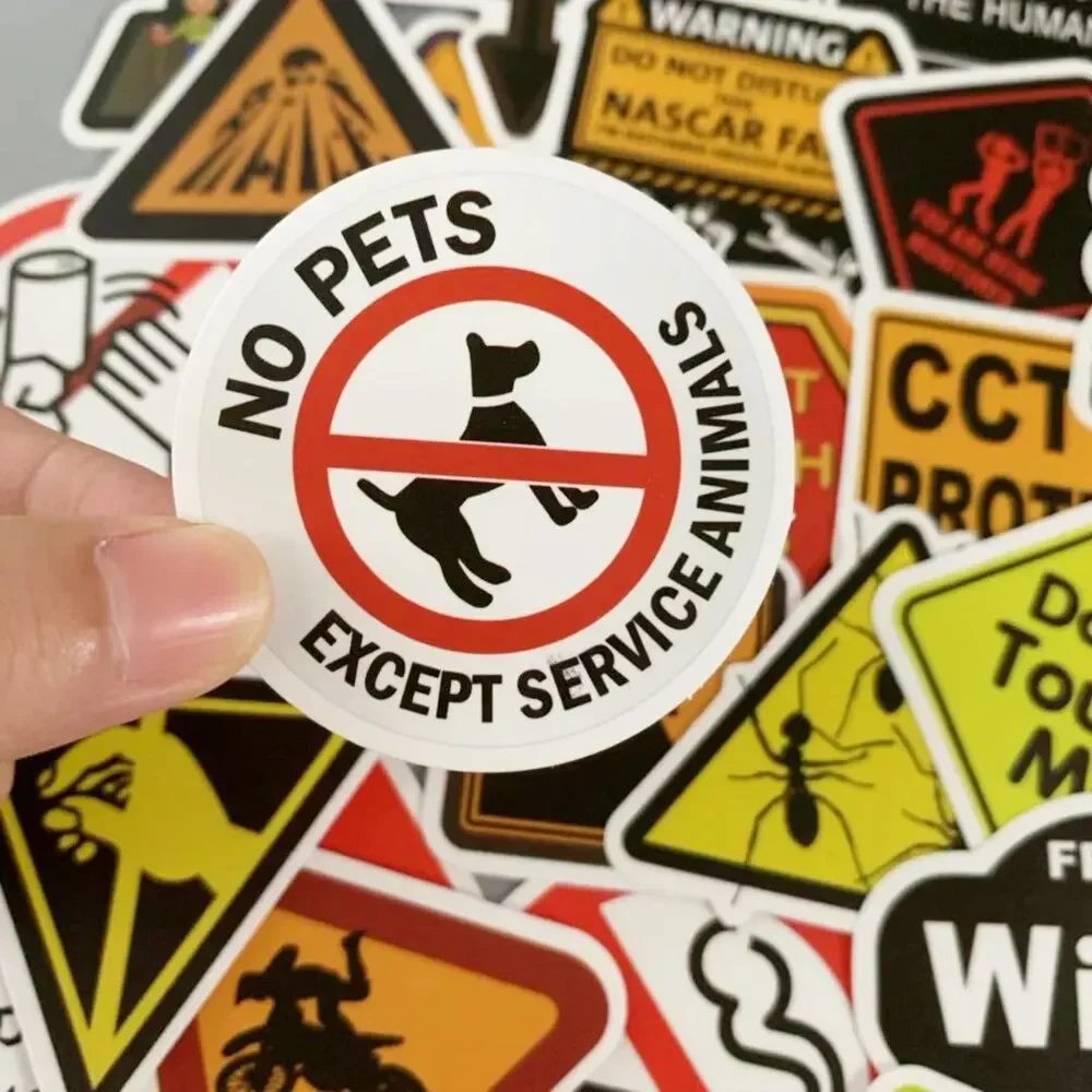 

50/100pcs Cartoon Warning Sticker Prohibition Dangerous Laptop Car Skateboard Guitar Refrigerator Motorcycle Classic Toy Decal