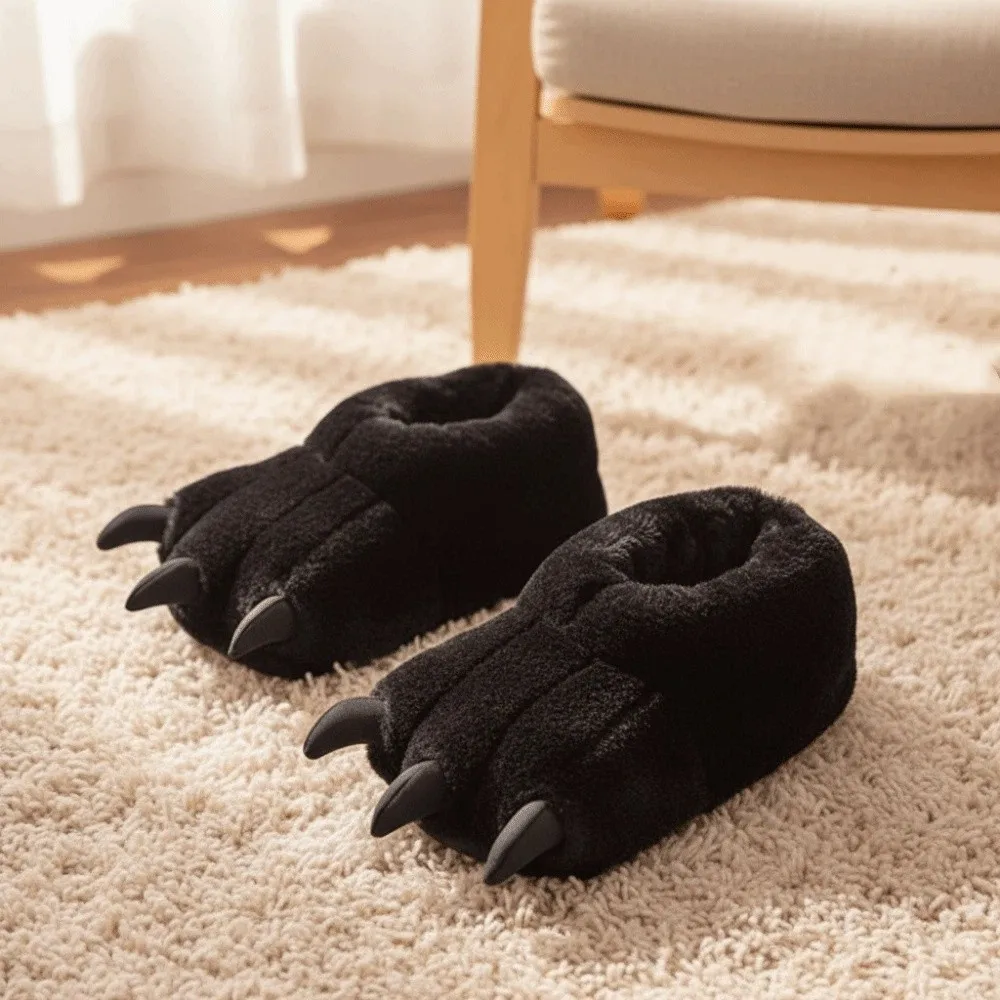 Kawaii الكرتون الشتاء النمر مخلب النعال كبيرة فروي تأثيري الدعائم الأحذية رشاقته المبالغة أفخم القط باو الأحذية زوجين