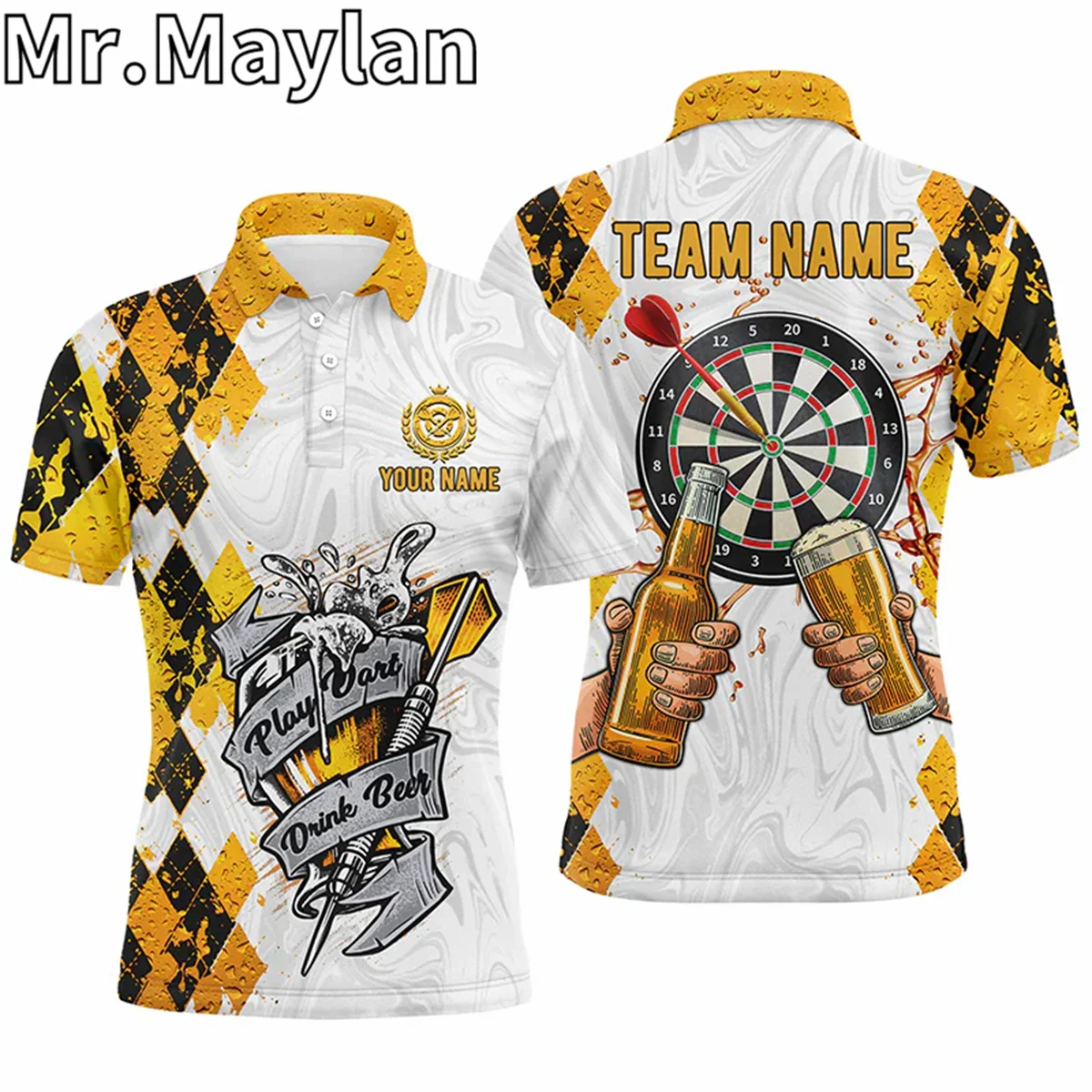 3D Personalized Red Flame Dart Board Skull Mens Darts Polo Shirt Custom Dart For Men Dart Team Jerseys Gifts For Darts Lovers