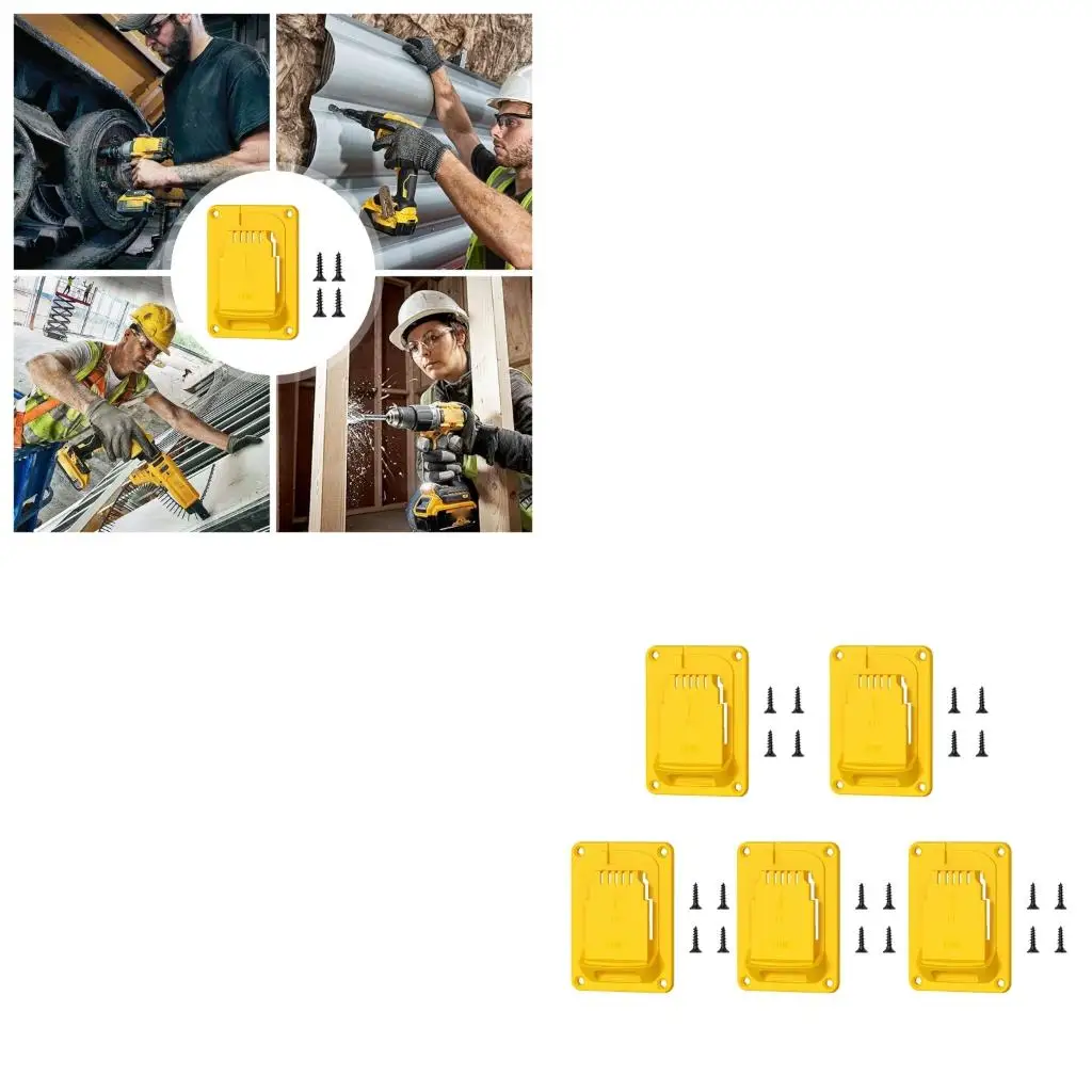 5Pieces Lightweight Vertical Hanging Bracket Support Holders For 18V Tool Batteries Workshop And Home Use Compacted Design high