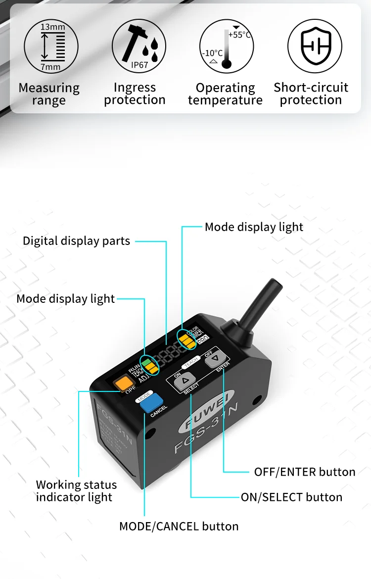 FGS-31N Infrared High-Precision Measurement Color Label Recognition Color Sensor High Accuracy Identifying Photoelectric Sensors – Detail 2