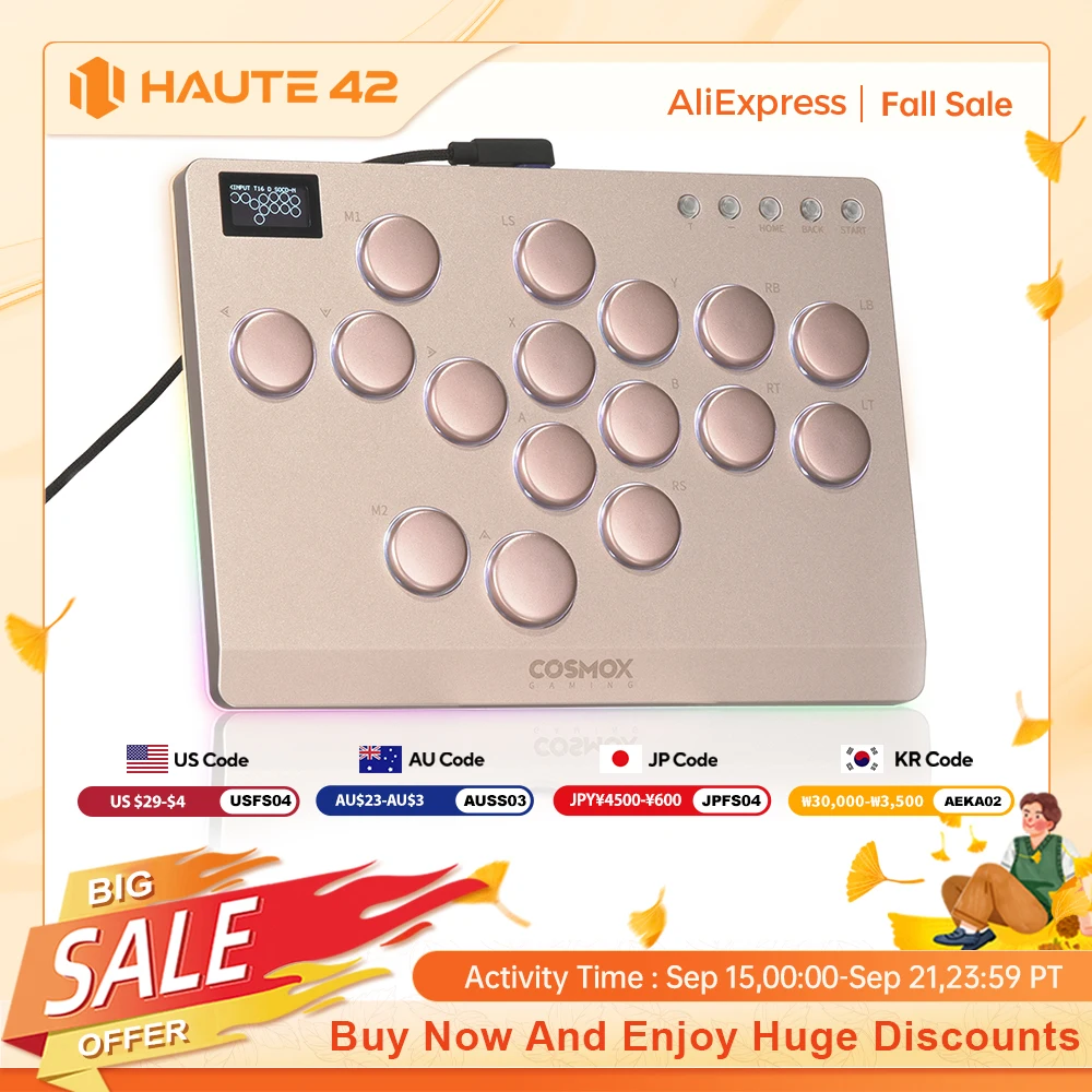 

Haute42 Aluminum Alloy Hitbox Leverless Arcade Stick Fighting Game Hitbox Controller For PC/Ps4 /Ps5 Joystick Arcade Controller