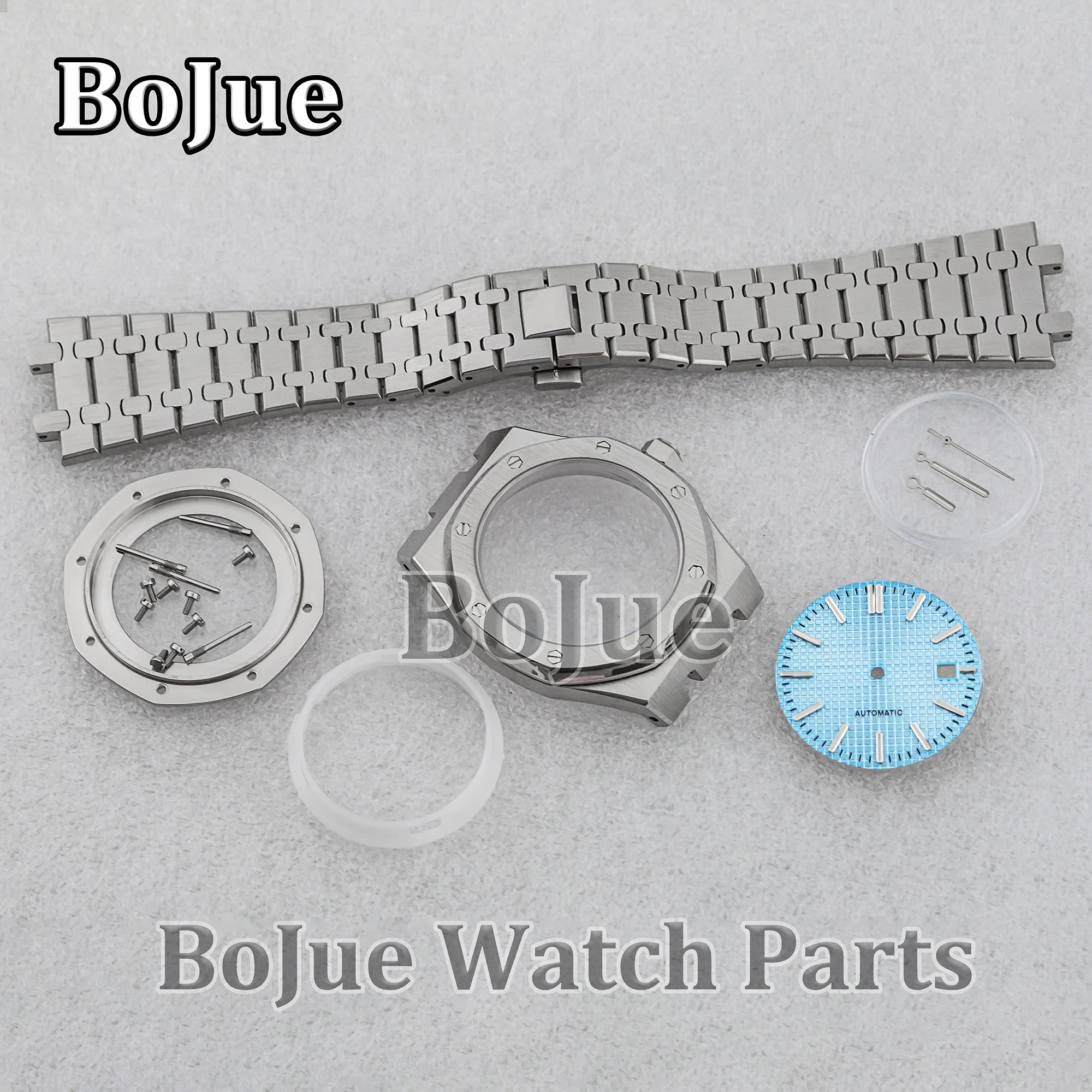 41mm NH35 Case Watch Hands Dial Strap Bracelet Watch Parts Modified for MOD Royal Oak NH35A NH36 Movement Sapphire Glass Case