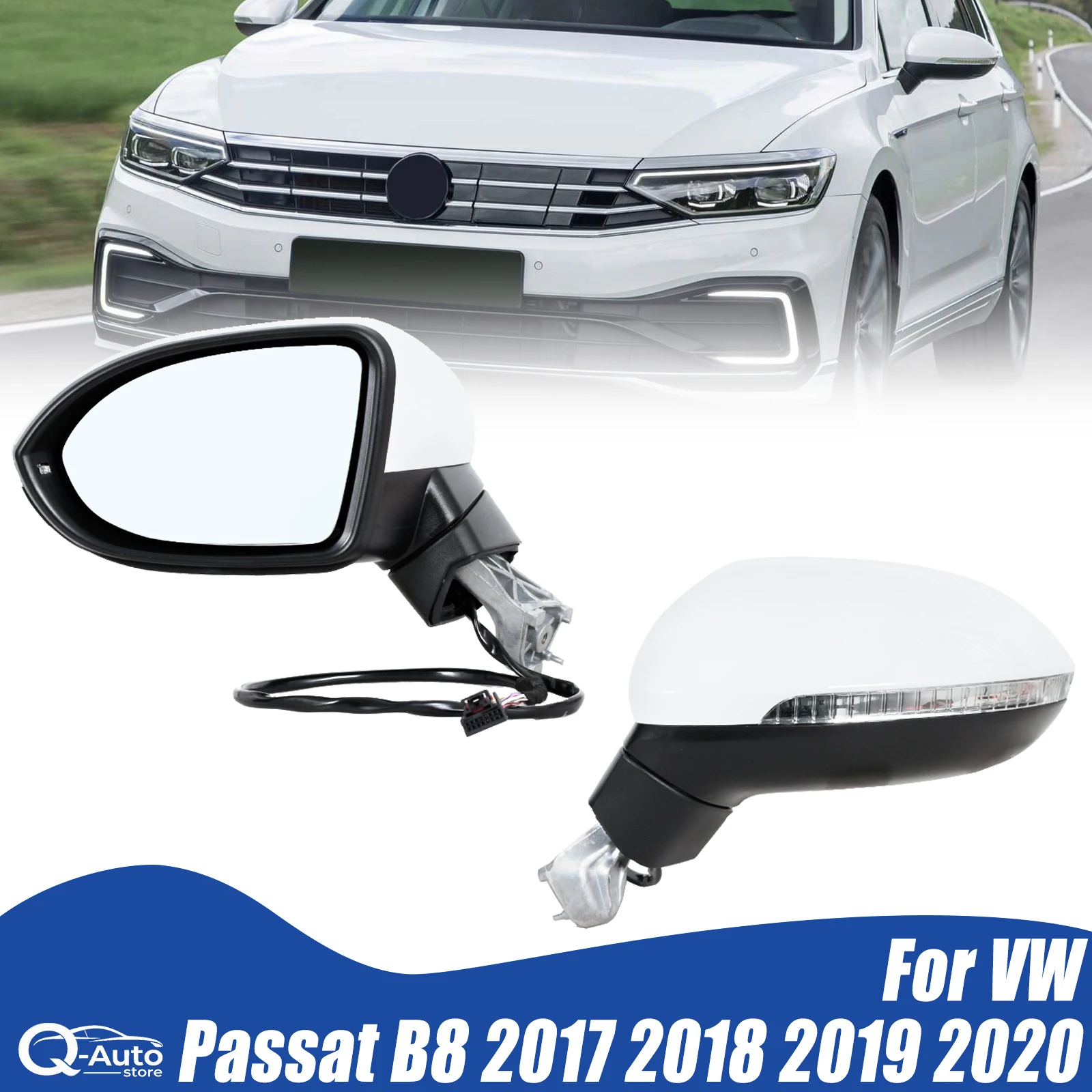 Car OutSide Door Rear View Mirror Assembly 6 8 9 13 Wires For VW Passat B8 2017 2018 2019 2020 Car accessories