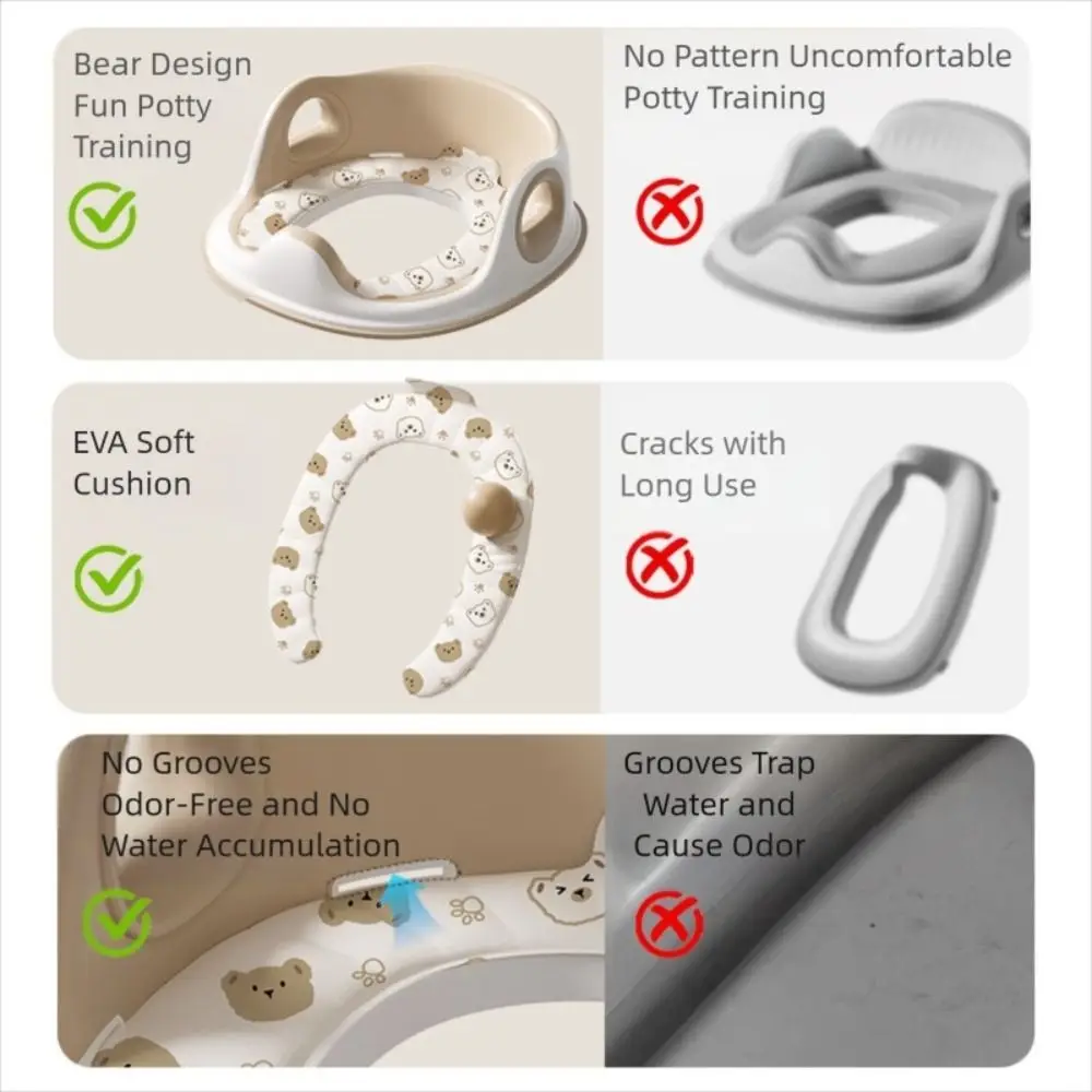 Urso dos desenhos animados assento de treinamento potty do bebê antiderrapante com alça assento do toalete da criança destacável eva potty almofada para 0-3 anos de idade