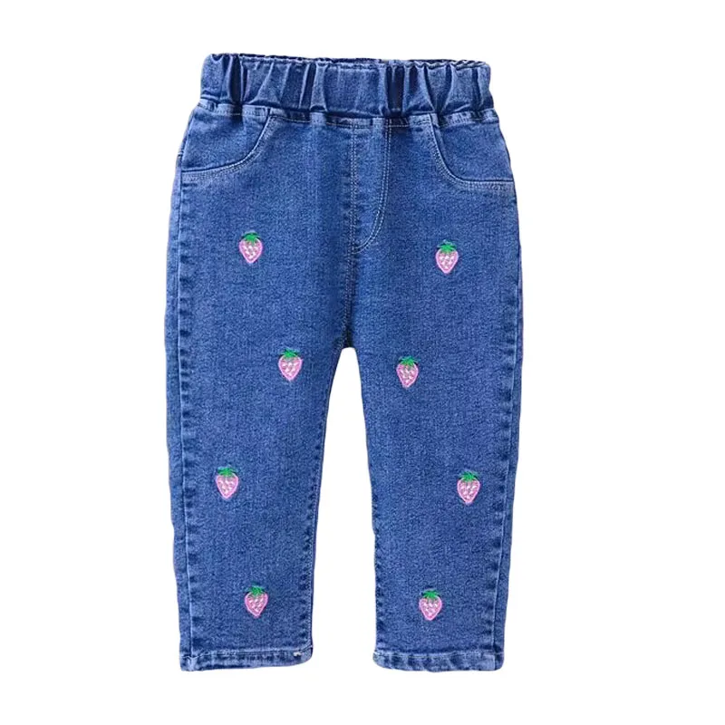 Girls\' Jeans 2024 Spring Autumn New Girls Cotton Embroidered Floral Jeans Kids Fashion All-match Casual Trousers Jeans0-5Y