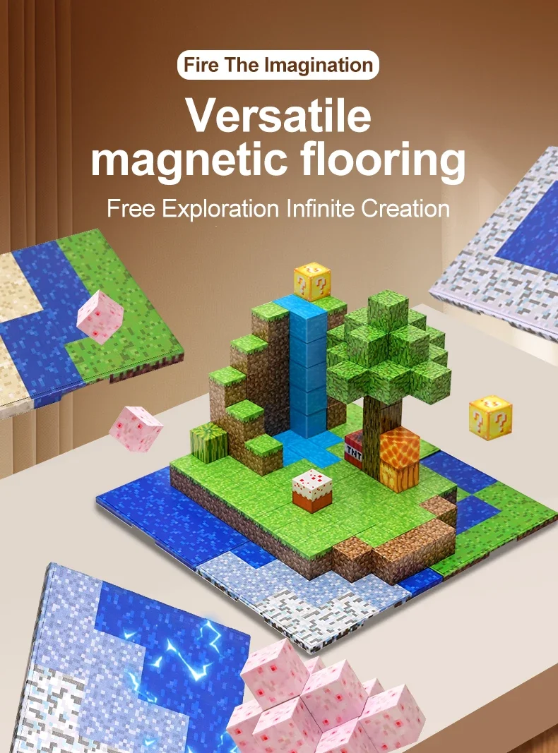 Magnetische Bausteine-Set mit Grundplatten, Lehrreiches Puzzle-Spielzeug für Kinder, STEM-Spielzeug in verschiedenen Formen für Jungen & Mädchen – Detail 1