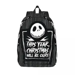 Custom 3D Printing Sally And Jack The Nightmare Before Christmas Canvas Backpack for Christmas Will Be Ours Skull  Bags