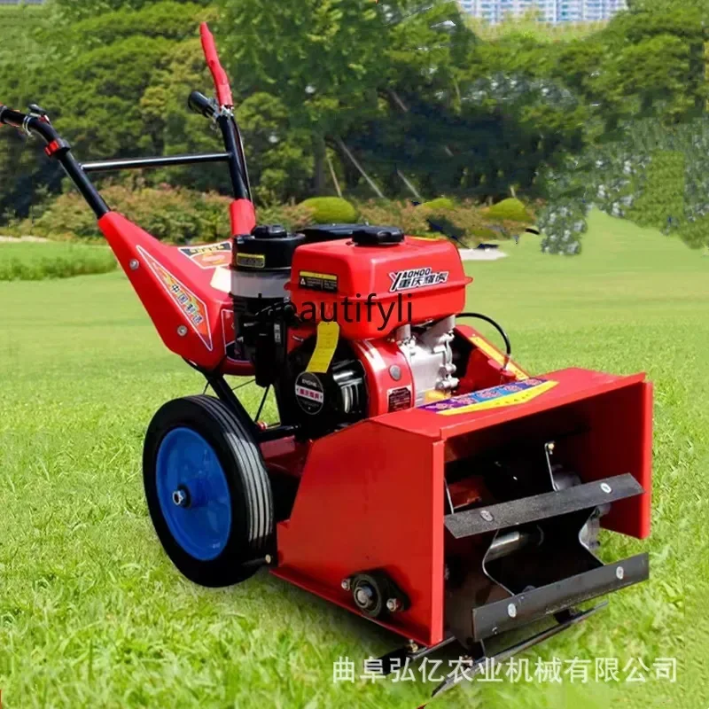 NNMultifunctional gasoline lawn mower, rotary tillage ditch four-wheel drive orchard wasteland loosening micro-tiller
