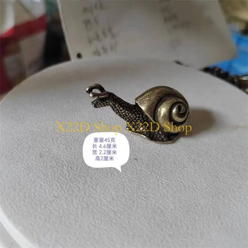 X22D Miniature Snail Sculpture Antique Finish Alloy Craft Desktop Display Teas Culture Decors Handcrafted Collectible Gift